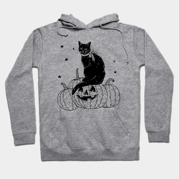 Pumpkin Cat Black Hoodie by machmigo